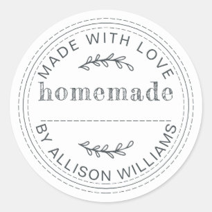 Rustic Black White Homemade Baked Goods Classic Round Sticker