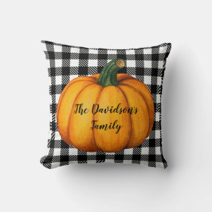 Rustic Black White Plaid Cosy Fall Decor Cushion