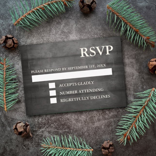 Rustic Black Wood String Lights RSVP Card (Creator Uploaded)