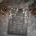Rustic Black Wood String Lights | Wedding Invitation<br><div class="desc">This rustic boho inspired wedding invitation template features string lights with a rustic black wood background. All text style,  colours,  sizes can be modified to fit your needs.</div>