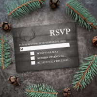 Rustic Black Wood String Lights Wedding RSVP