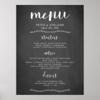 Rustic Blackboard Wedding Menu Sign/ Poster