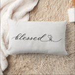 Rustic Blessed Heart Script Wedding Gift Lumbar Cushion<br><div class="desc">Make your gift to the newlyweds memorable with this sweet calligraphy Blessed calligraphy font with a heart bouquet,  against a burlap-effect background.  Easily personalise with name and date of choice.</div>