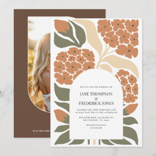 Rustic Bloom Abstract Floral Modern Spring Wedding Invitation