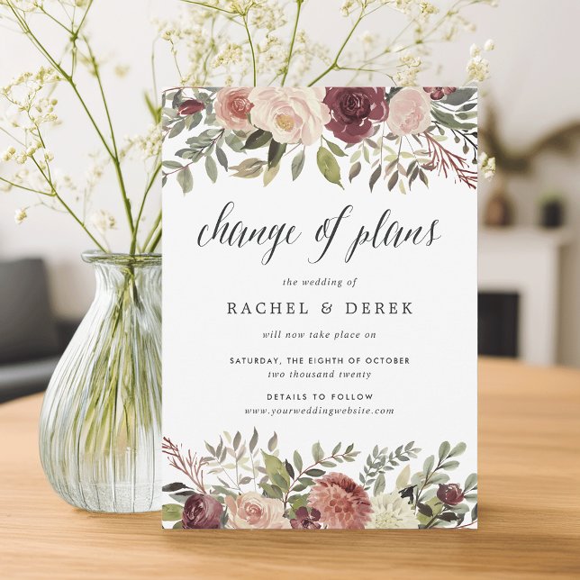 Rustic Bloom Change of Plans Wedding Postponement Invitation (Creator Uploaded)
