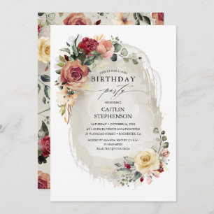 Rustic Bloom Elegant Birthday Invitations