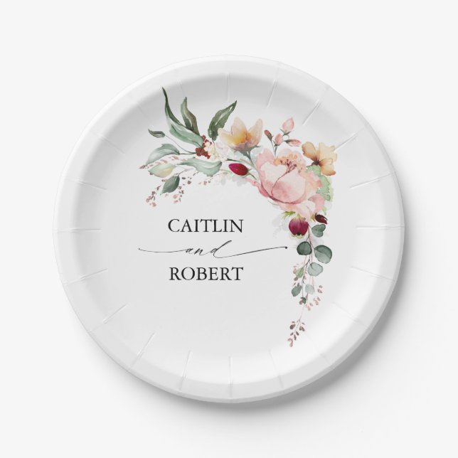 Rustic Bloom Fall Wedding Paper Plate (Front)