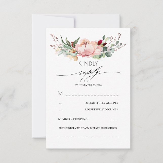 Rustic Bloom Fall Wedding RSVP (Front)