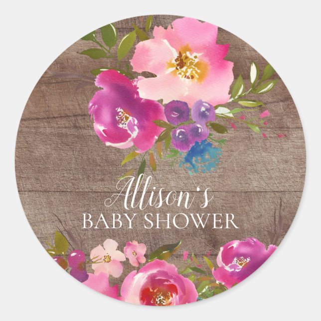 Rustic Bloom Floral Baby Shower Envelope Seal (Front)