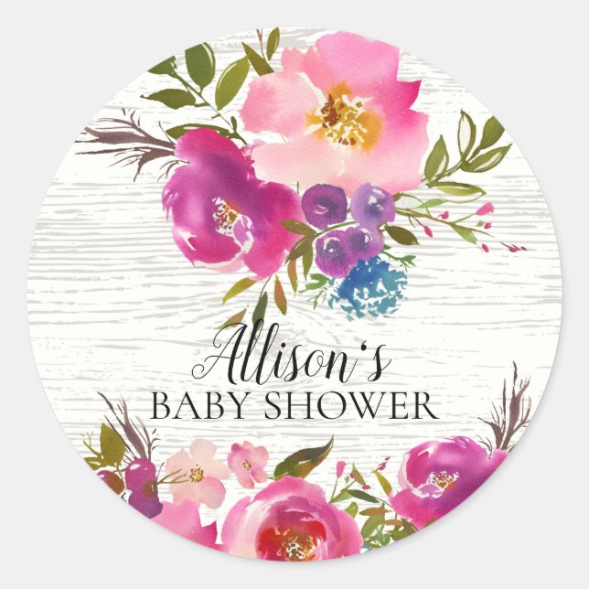 Rustic Bloom Floral Baby Shower Envelope Seal (Front)