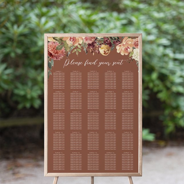 Rustic Bloom Floral XL Wedding Seating Chart (Creator Uploaded)