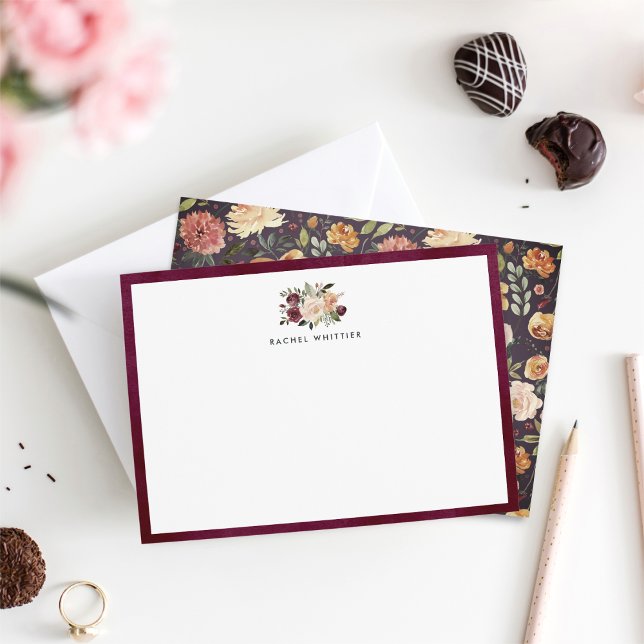 Rustic Bloom Personalised Stationery Flat Card (Creator Uploaded)