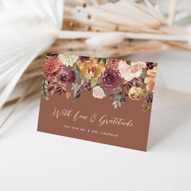 Rustic Bloom Personalised Wedding Thank You Card (Creator Uploaded)