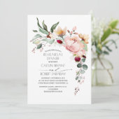 Rustic Bloom Pink Gold Fall Rehearsal Dinner Invitation (Standing Front)