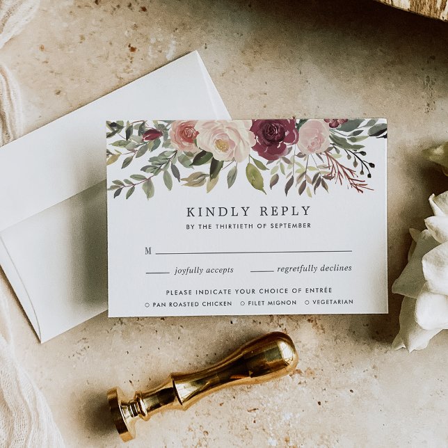 Rustic Bloom RSVP Card with Meal Choice (Creator Uploaded)