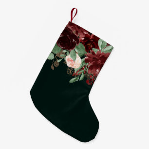Rustic Bloom   Terracotta and Marsala Red Bouquet Small Christmas Stocking