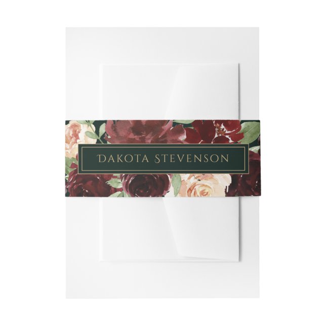 Rustic Bloom | Terracotta and Marsala Red Custom Invitation Belly Band (Front Example)