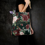 Rustic Bloom | Terracotta and Marsala Red Custom Tote Bag<br><div class="desc">Bold Garden Floral Pattern: Vibrant hand-painted burgundy, blush and navy flowers in a watercolor floral bouquet pattern embellished by botanical laurel and deep hunter forest green accents. From the "Boho Bloom" collection, this gorgeous layout features a rich Bohemian wildflower bouquet with radiant flower blooms and eucalyptus greenery foliage. For other...</div>