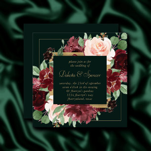 Rustic Bloom   Terracotta and Marsala Red Floral Invitation