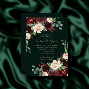 Rustic Bloom   Terracotta and Marsala Red Floral Invitation