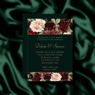 Rustic Bloom   Terracotta and Marsala Red Floral Invitation