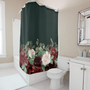 Rustic Bloom   Terracotta and Marsala Red Garland Shower Curtain