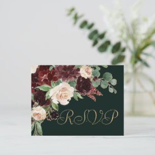 Rustic Bloom   Terracotta and Marsala Red RSVP Postcard