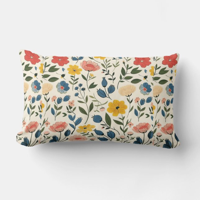 Rustic Bloom Warmth Lumbar Cushion (Front)