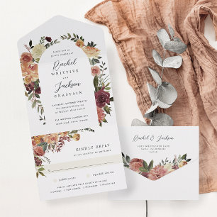 Rustic Bloom Watercolor Floral Wedding All In One Invitation