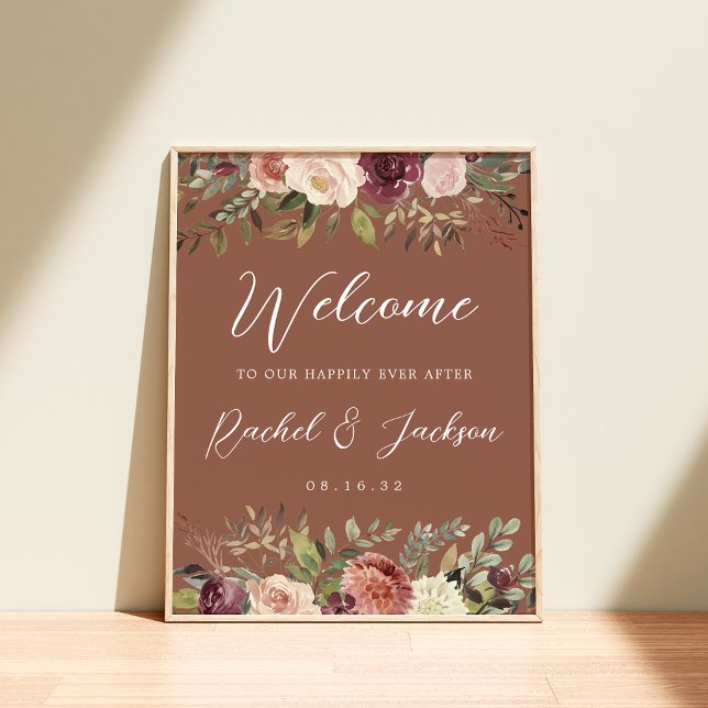 Rustic Bloom Watercolor Floral Wedding Welcome Poster (Creator Uploaded)