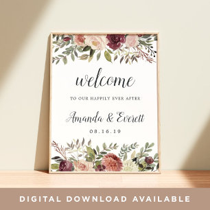 Rustic Bloom Wedding Welcome Poster
