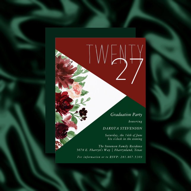 Rustic Blooms | Colorblock Terracotta and Marsala Invitation (Creator Uploaded)