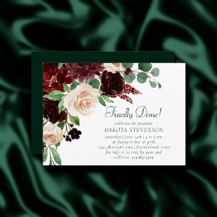 Rustic Blooms   Terracotta and Marsala Graduation Invitation