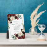 Rustic Blooms | Terracotta and Marsala Keepsake Plaque<br><div class="desc">Sophisticated hand-painted flower bouquet wedding and party theme in a burgundy marsala red and blush pink watercolor floral wreath pattern with navy blue accent flowers embellished by botanical laurel and dark red. From the "Boho Bloom" collection, this gorgeous layout features a rich Bohemian wildflower arrangements with red, pink, and blue...</div>