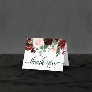 Rustic Blooms   Terracotta and Marsala Photo Thank You Card