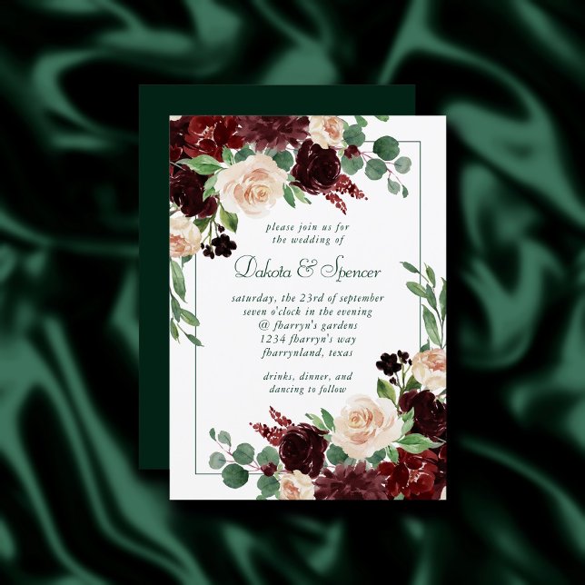 Rustic Blooms | Terracotta and Marsala Red Bouquet Invitation (Creator Uploaded)