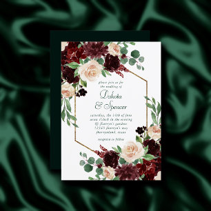 Rustic Blooms   Terracotta and Marsala Red Floral Invitation