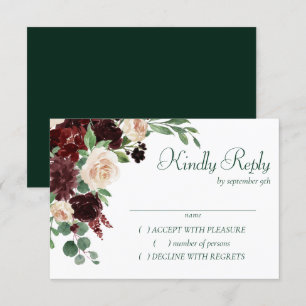 Rustic Blooms Terracotta and Marsala Red Floral RSVP Card