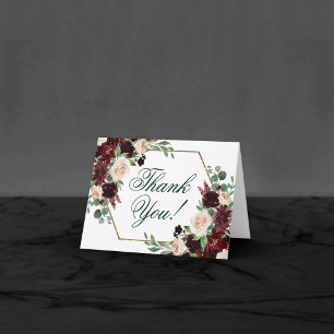 Rustic Blooms Terracotta and Marsala Red Frame Thank You Card
