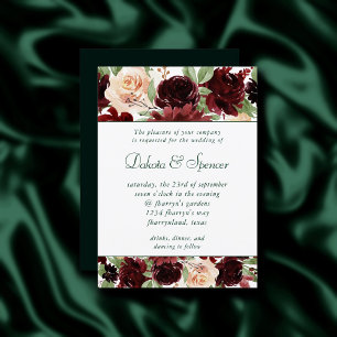 Rustic Blooms Terracotta and Marsala Red Garland Invitation