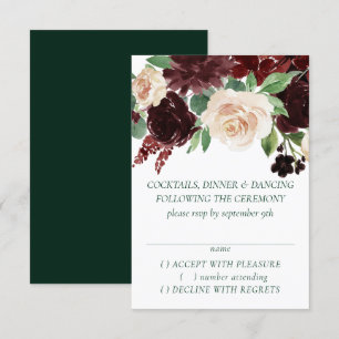 Rustic Blooms   Terracotta and Marsala Red Garland RSVP Card