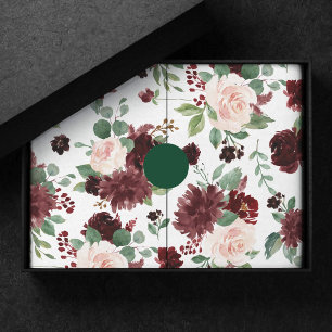 Rustic Blooms   Terracotta and Marsala Red Pattern Tissue Paper