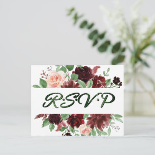 Rustic Blooms   Terracotta and Marsala Red RSVP Postcard