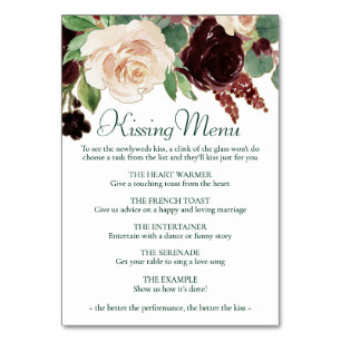 Rustic Blooms   Terracotta Marsala Kissing Menu Table Number