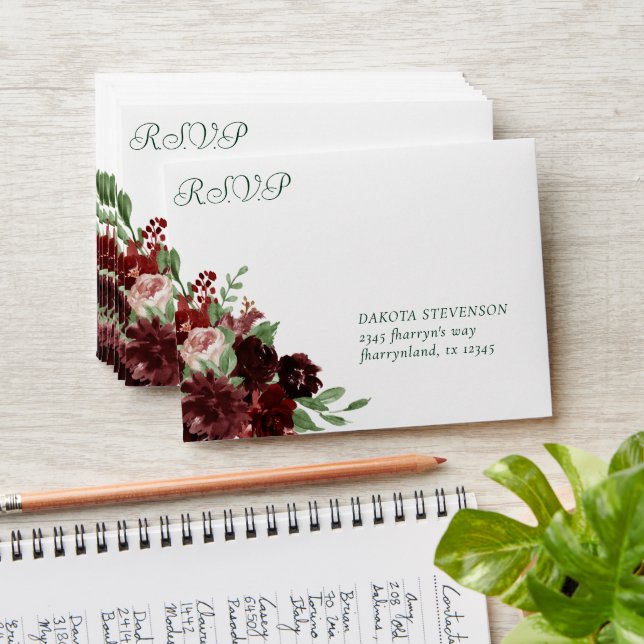 Rustic Blooms | Terracotta Marsala RSVP Address Envelope (Stacked)