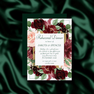 Rustic Blooms Terracotta Red Rehearsal Dinner Invitation