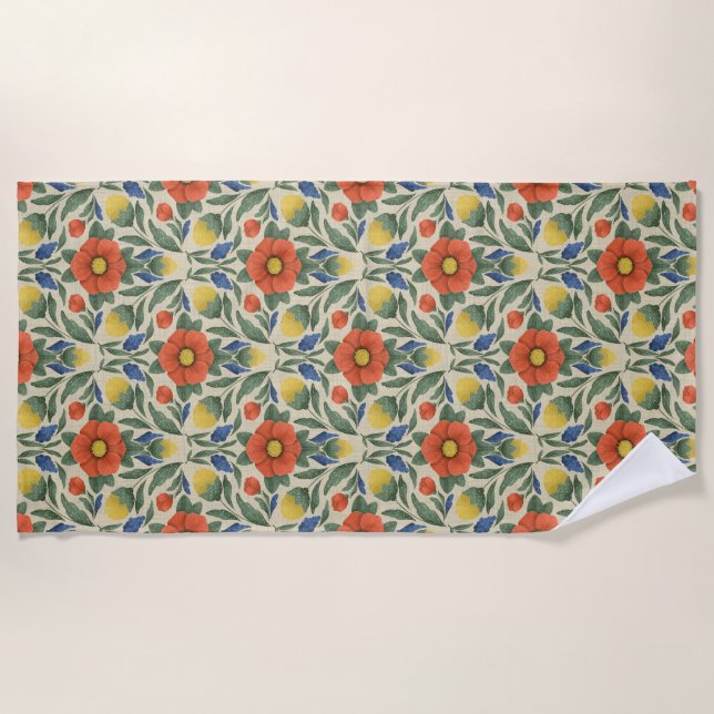 Rustic Blossom Beach Towel (Front)