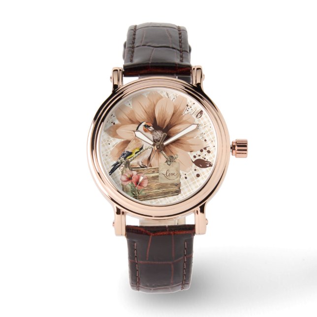 Rustic Blossom Bird Nook Watch (Front)