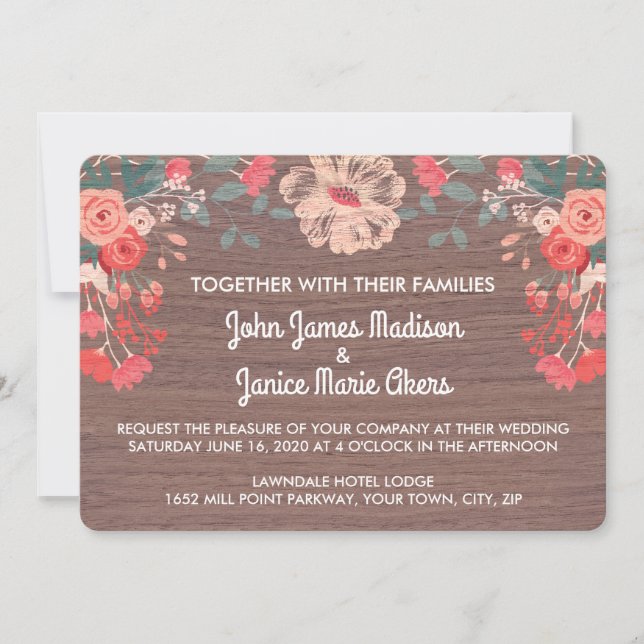 Rustic Blossom Collection Wedding Invitations (Front)