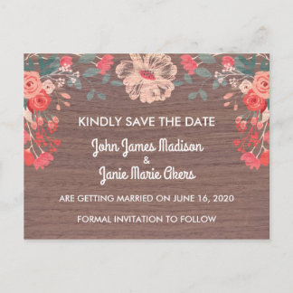 Rustic Blossom Save the Date Postcard